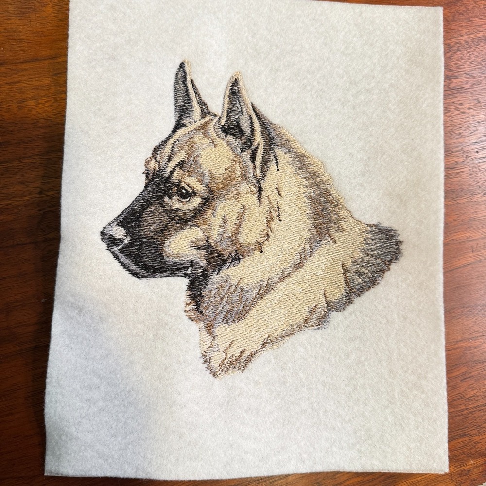 Vintage Norwegian Elkhound Dog Breed Sew On Badge Handmade Embroidery